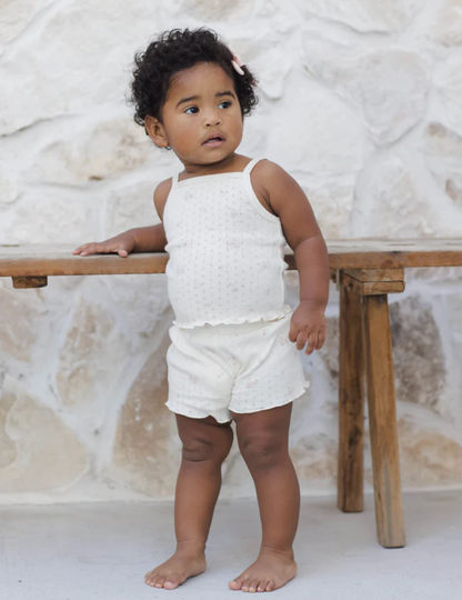 Pointelle Tank + Shortie Set  Pink Ditsy