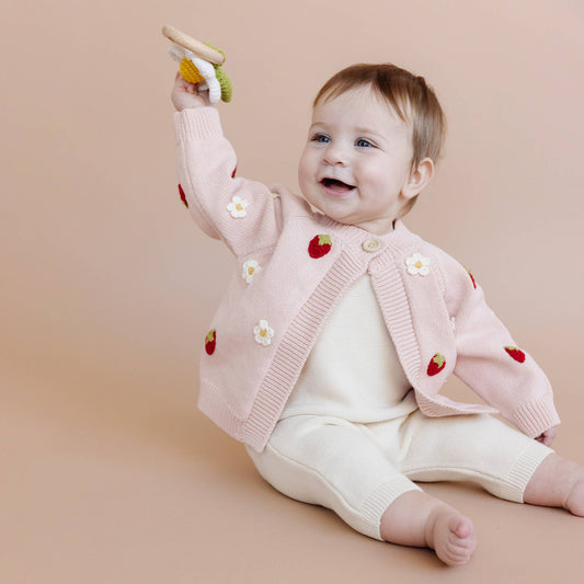 Cotton Strawberry Flower Cardigan
