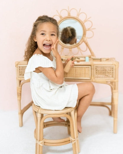 Kai Rattan Kids Vanity & Stool