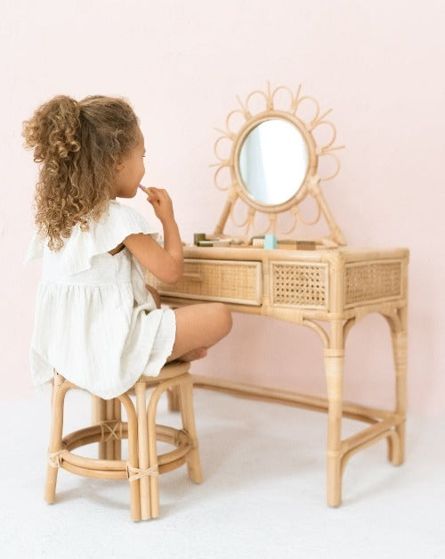 Kai Rattan Kids Vanity & Stool