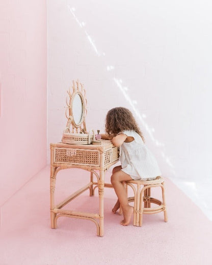 Kai Rattan Kids Vanity & Stool