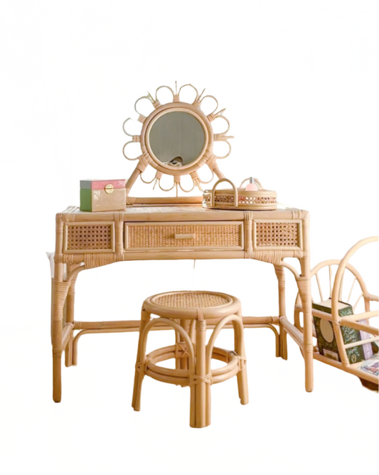 Kai Rattan Kids Vanity & Stool