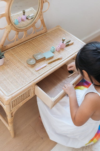 Kai Rattan Kids Vanity & Stool