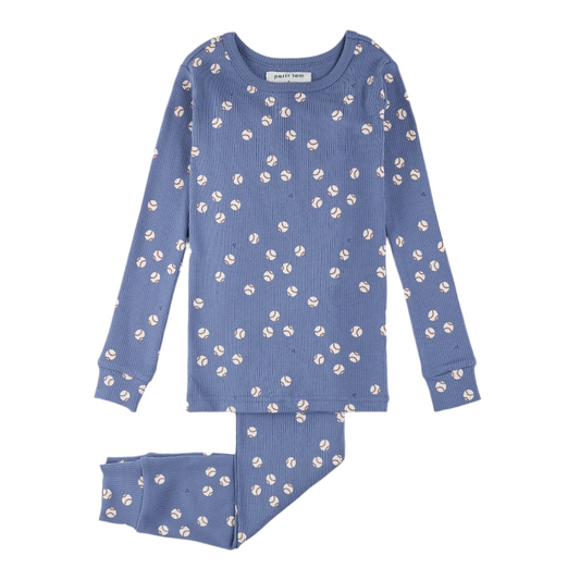 Baseball Print on Royal Blue PJ Set