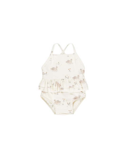 Ruffled One-Piece Swimsuit || Swans