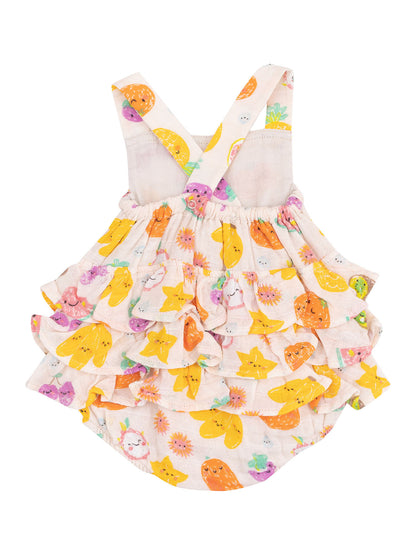 Tropical Fruit Market Ruffle Sunsuit