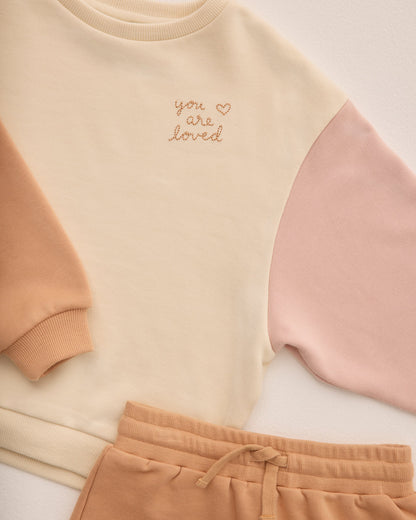 You Are Loved Color Block Sweatshirt