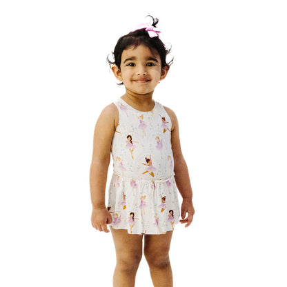 Bow Ballerinas Bodysuit With Skirt