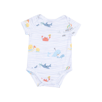 Short Sleeve Body Suit- Sea Stripes