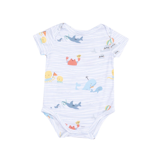 Short Sleeve Body Suit- Sea Stripes