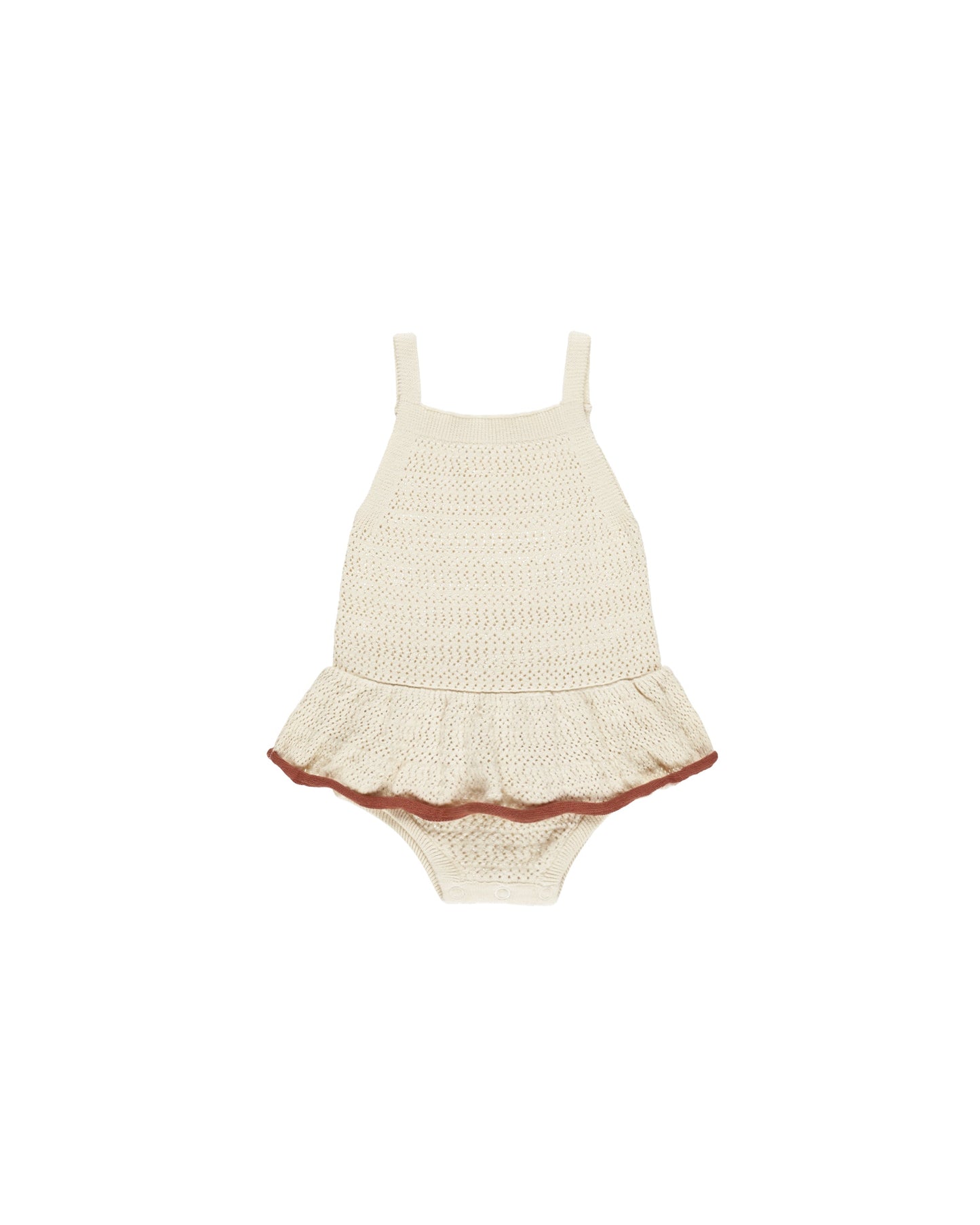 Crochet Ruffle Romper Natural