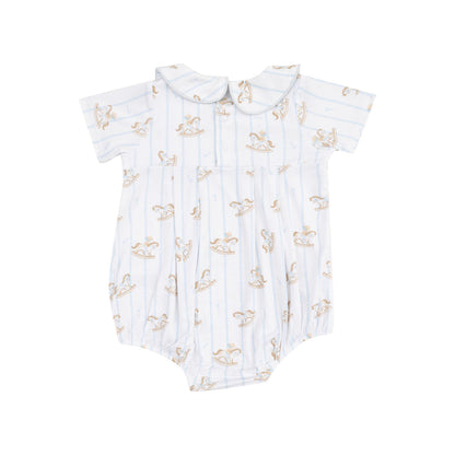 Blue Vintage Rocking Horse Romper