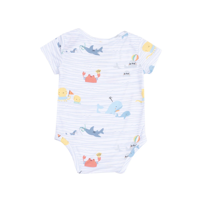 Short Sleeve Body Suit- Sea Stripes