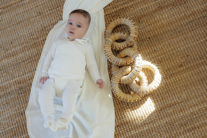 Bamboo Ribbed Kimono Footie-Ivory