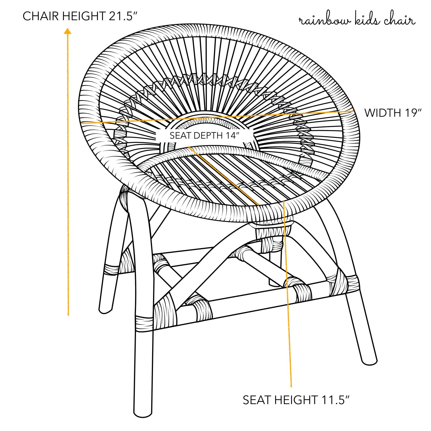 Rainbow Rattan Kids Chair