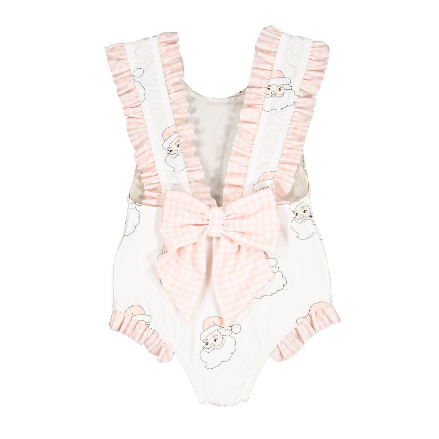 Ruffle and Bow Pink Santa Bathing Suit