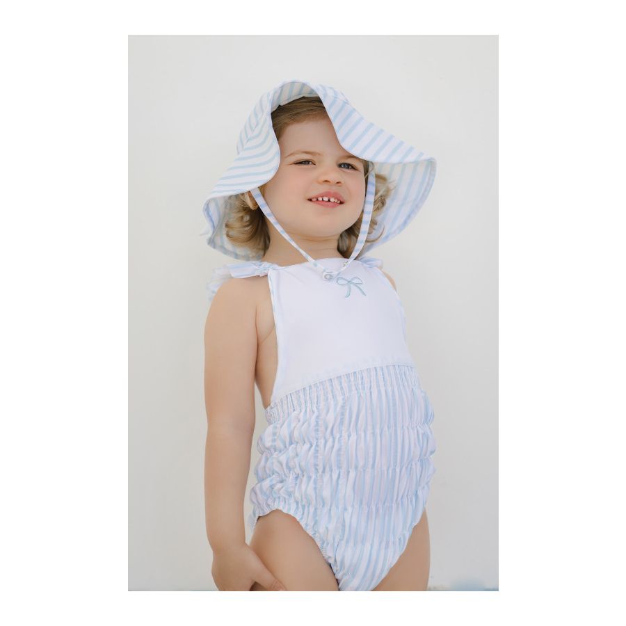 Stripes Blue Frilled Swimsuit